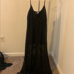 Black long sheer dress with slit